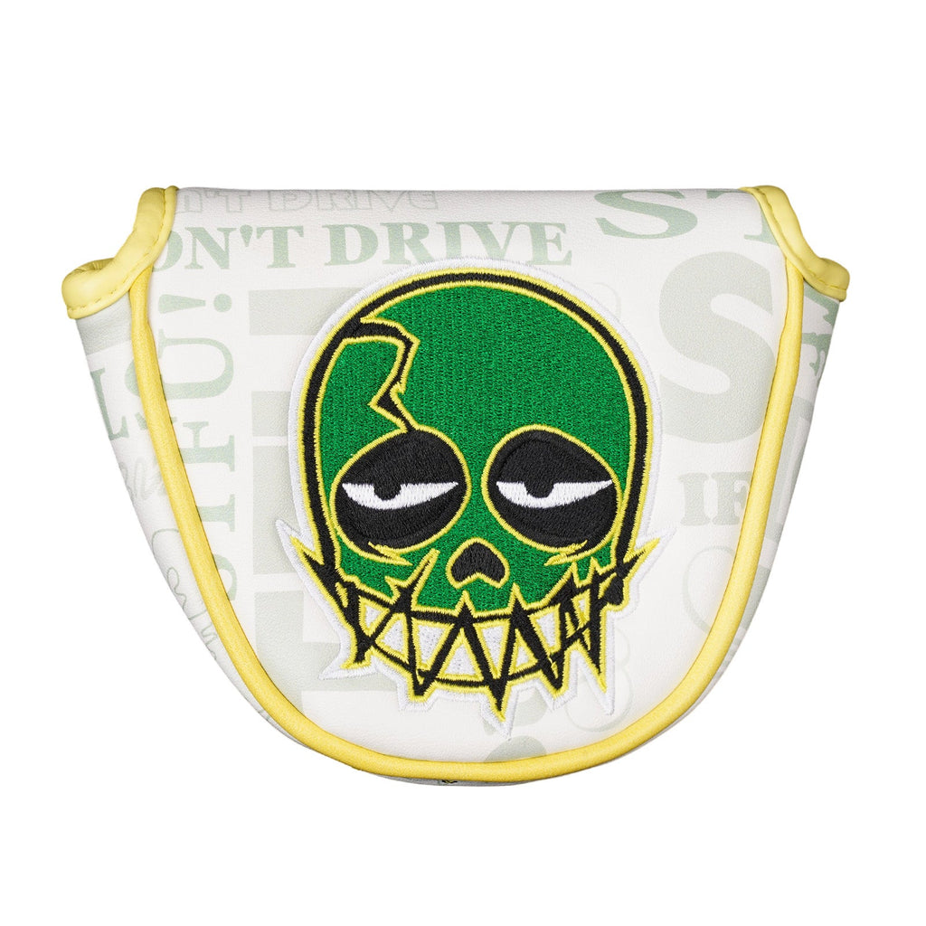 White Green Skull Embroidered Putter Golf Head Cover