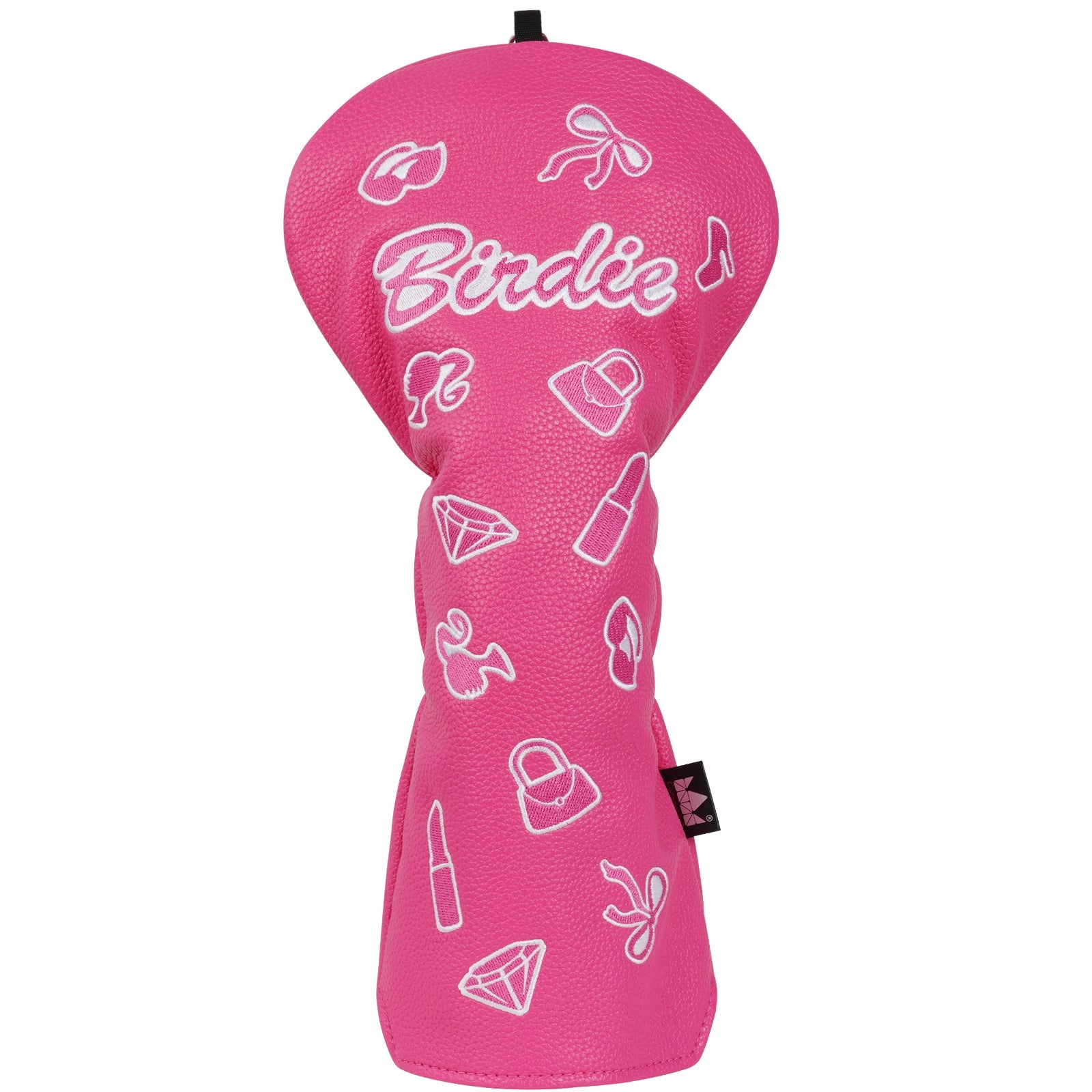 Peach PU leather BIRDIE Embroidery Driver Golf Head Cover
