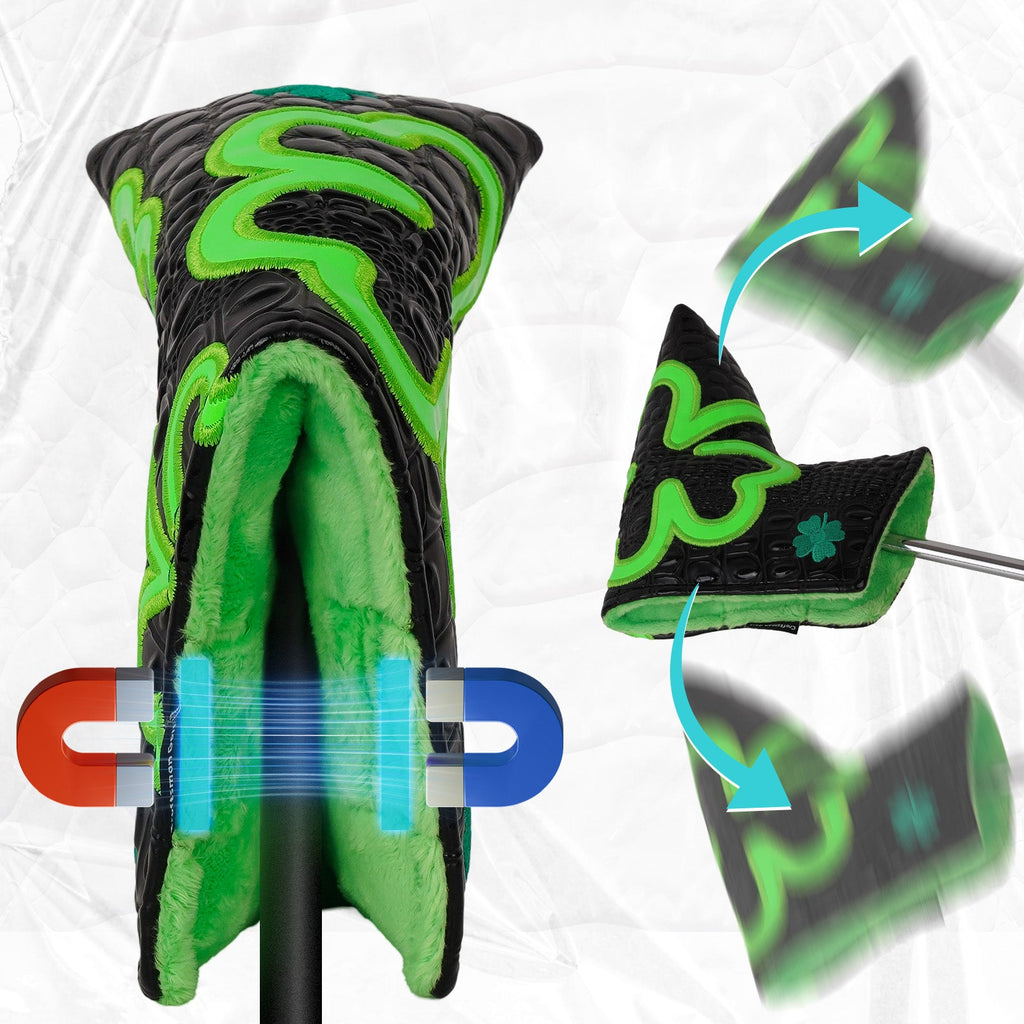 Fluorescent Lucky Clover Crocodile Blade Putter Cover