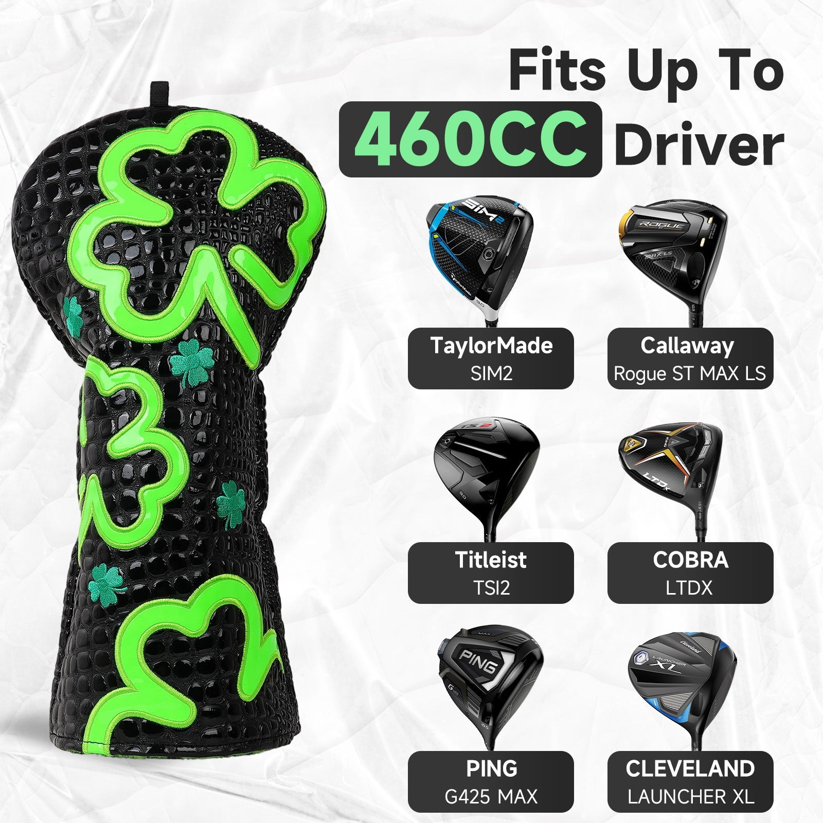 Fluorescent Lucky Clover Crocodile Driver Cover