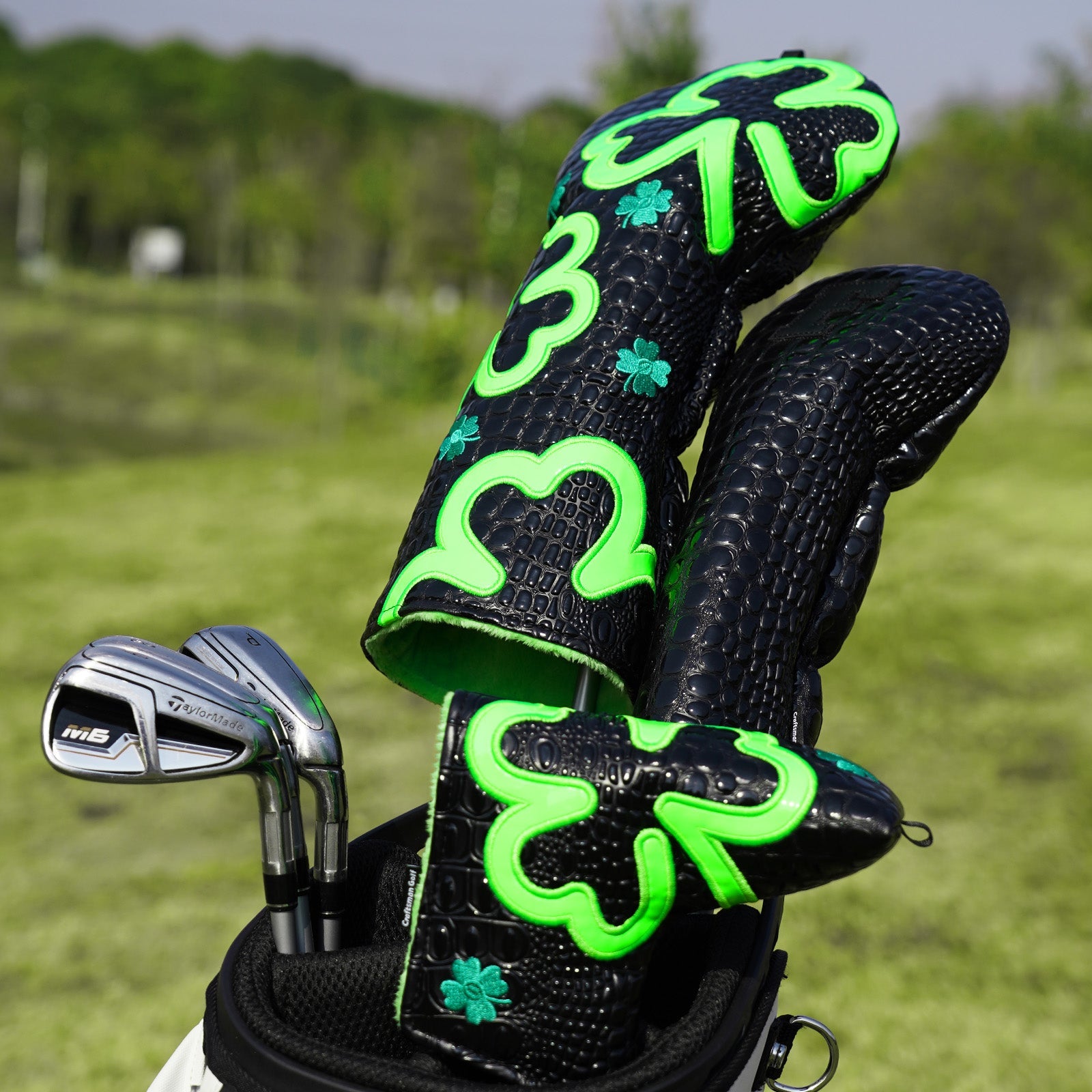Fluorescent Lucky Clover Crocodile Blade Putter Cover