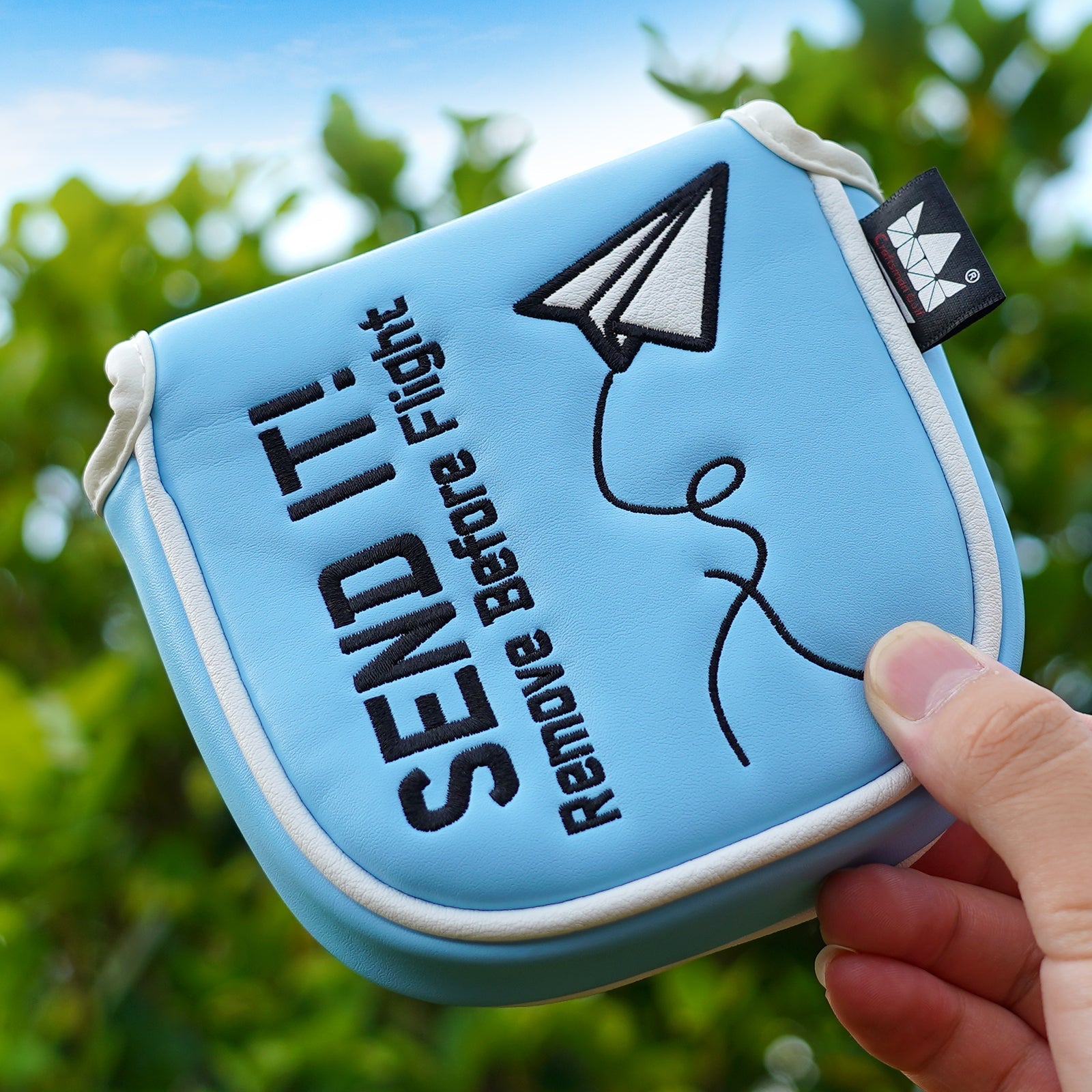 Paper Airplane Blue Square Mallet Putter Head Cover