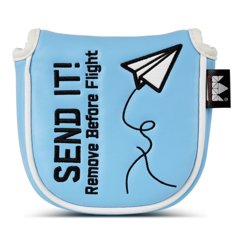 Paper Airplane Blue Square Mallet Putter Head Cover