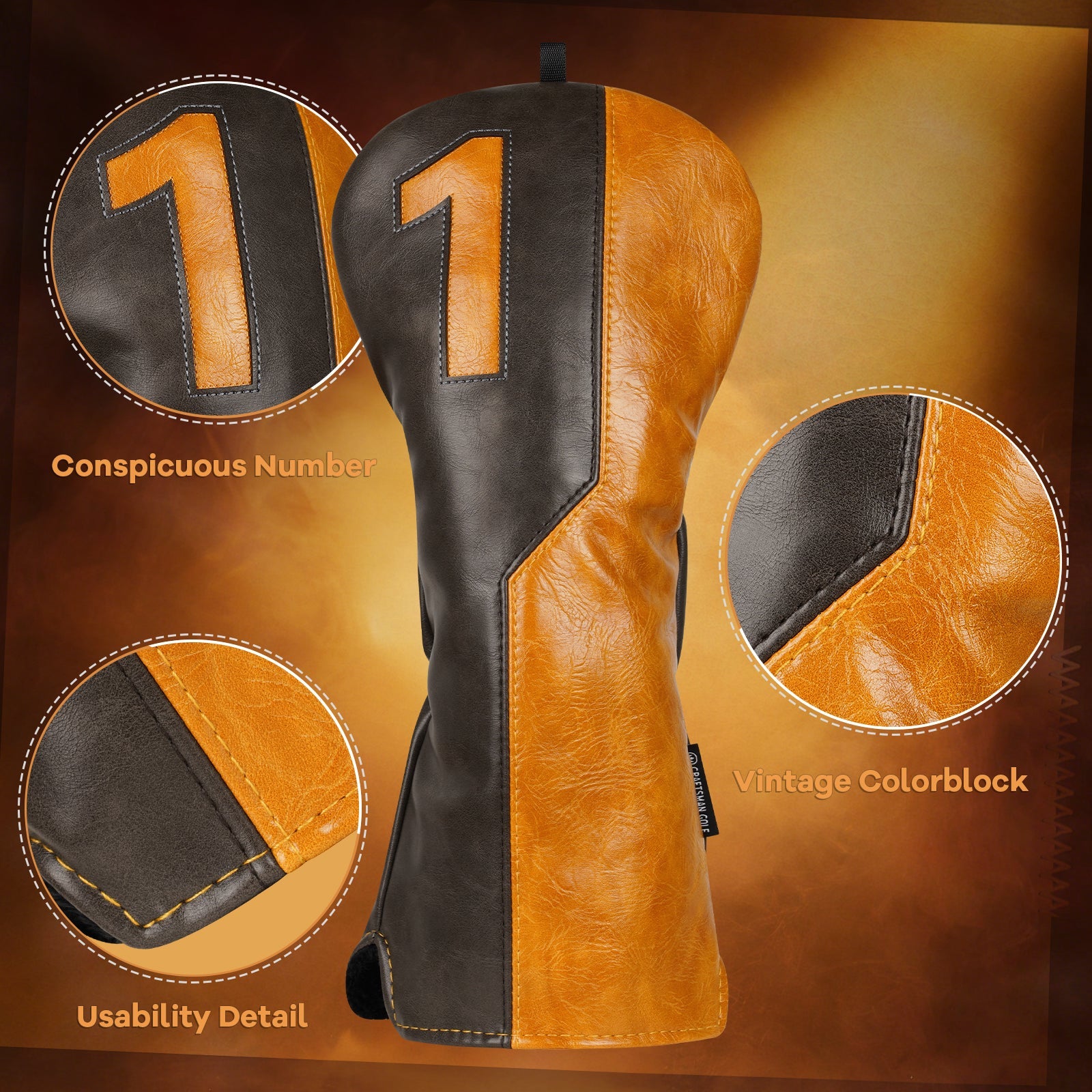 Brown& Grey Driver Golf Head Cover Set