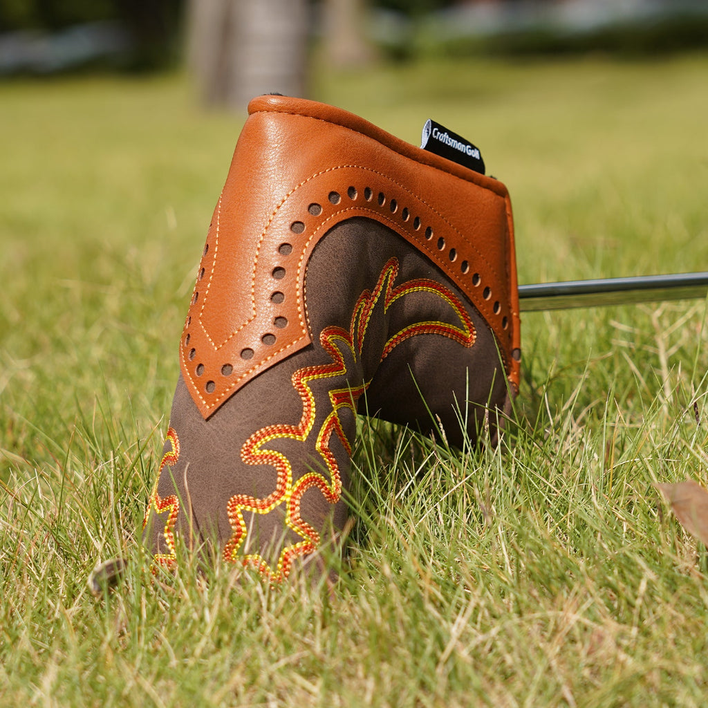 Brown Hollowed-out Putter Golf Head Cover