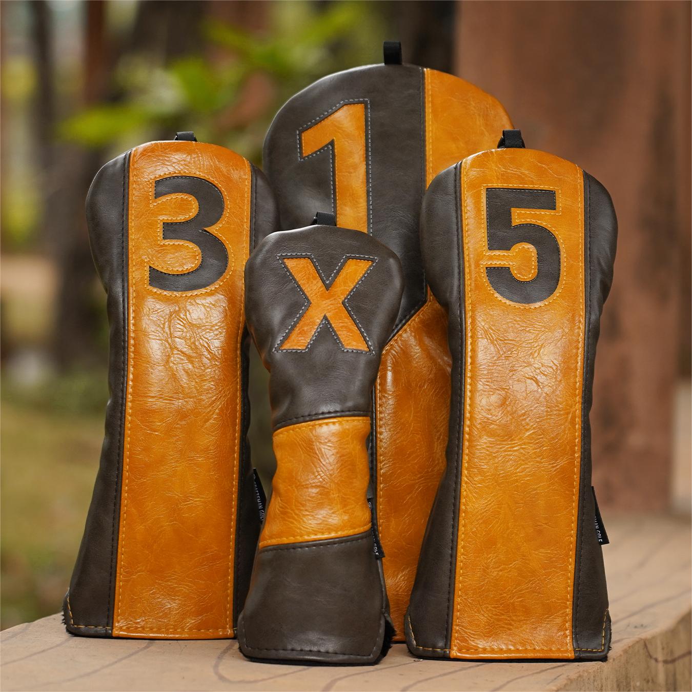 Brown& Grey Driver Golf Head Cover Set