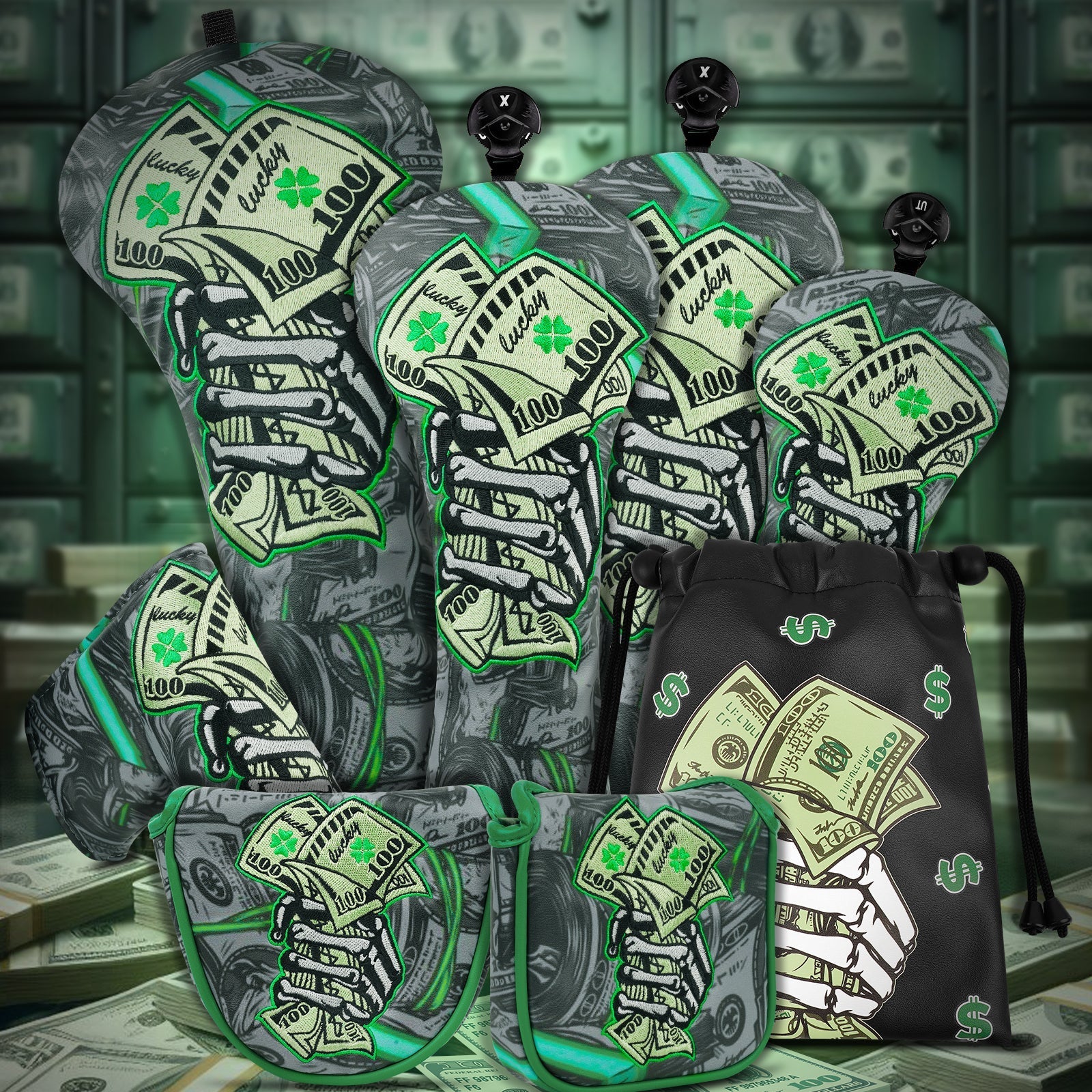 Black Lucky Coin Driver Head Cover Set