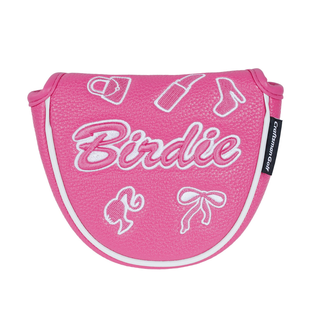 Peach PU leather BIRDIE Embroidery Putter Golf Head Cover