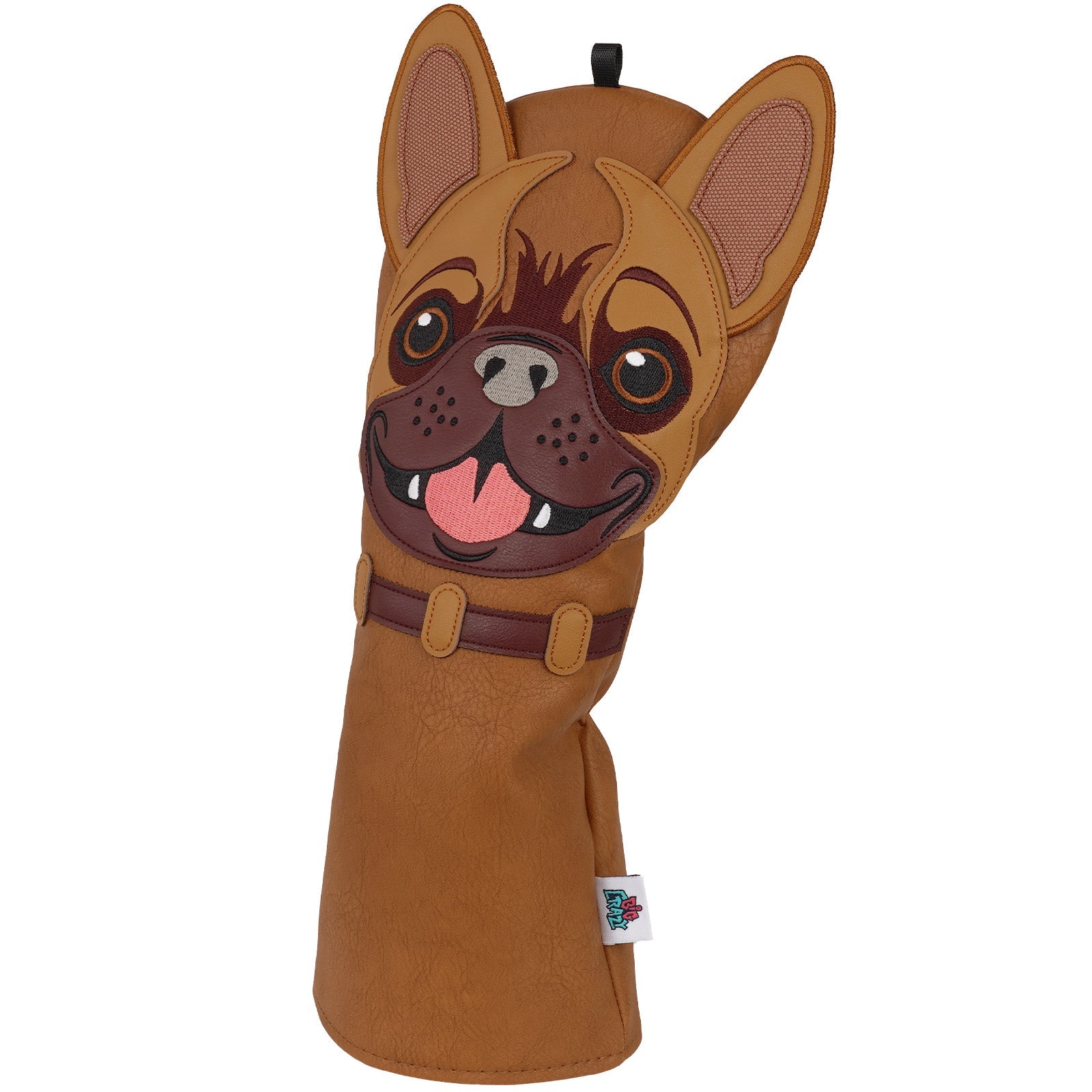 Brown PU Bulldog Embroidered Driver Golf Head Cover