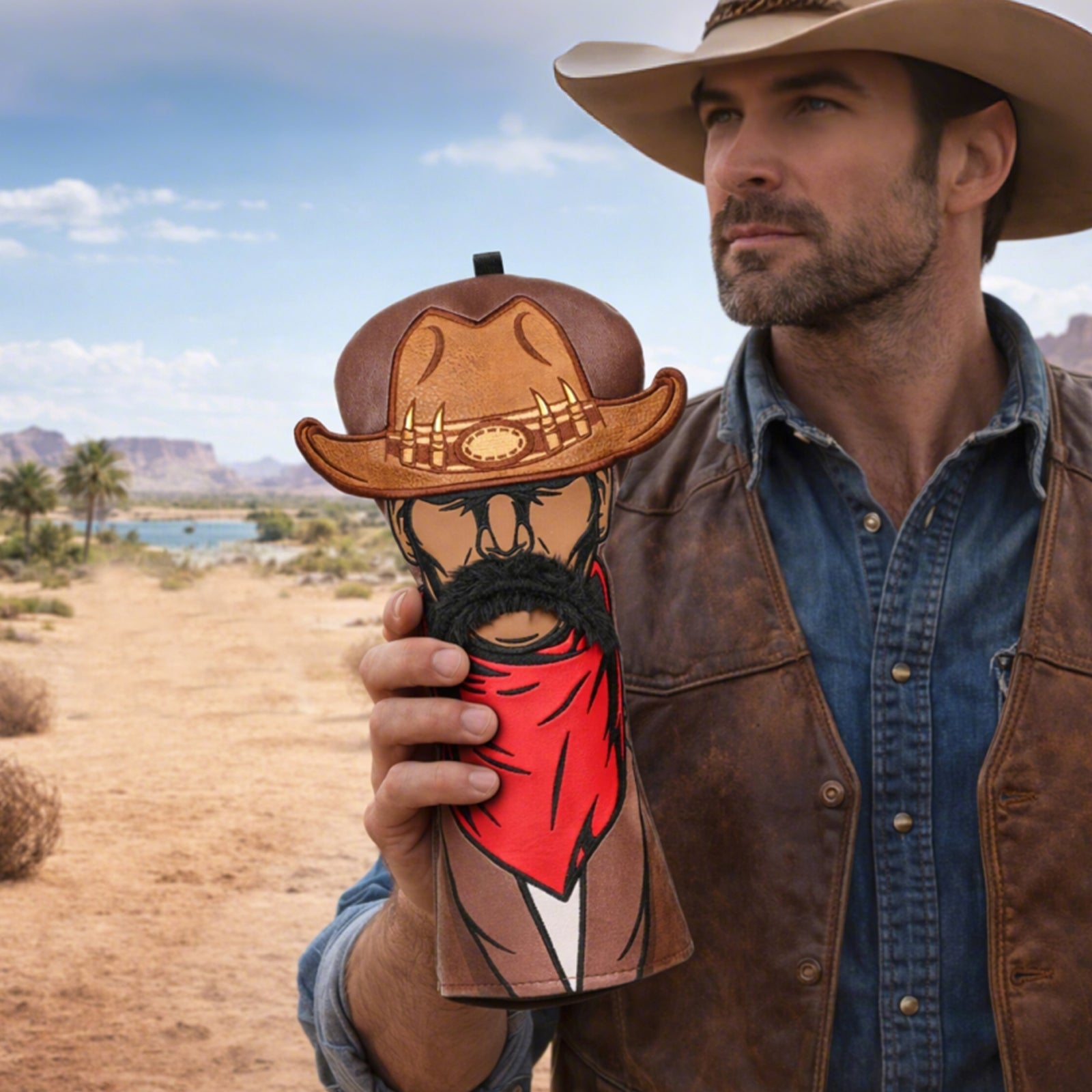Brown Western Cowboy Driver Golf Headcover