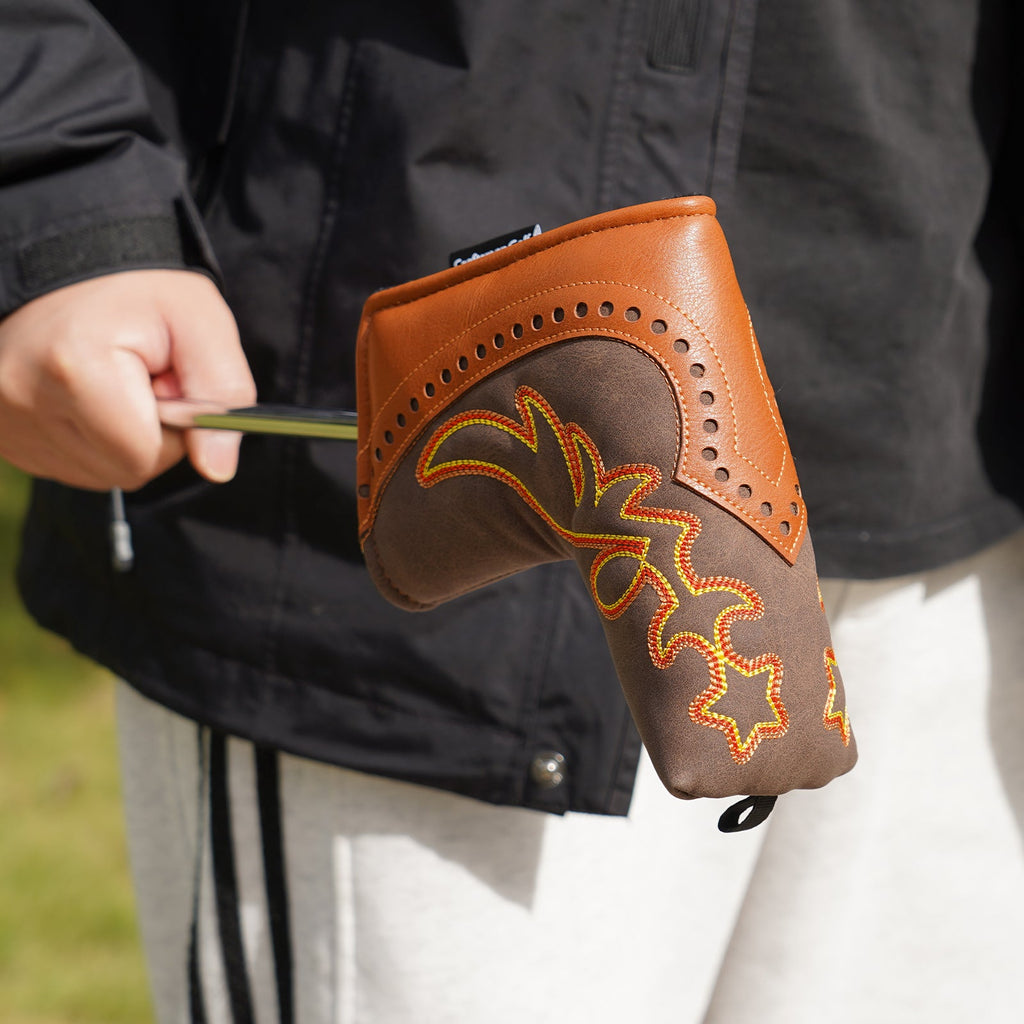 Brown Hollowed-out Putter Golf Head Cover