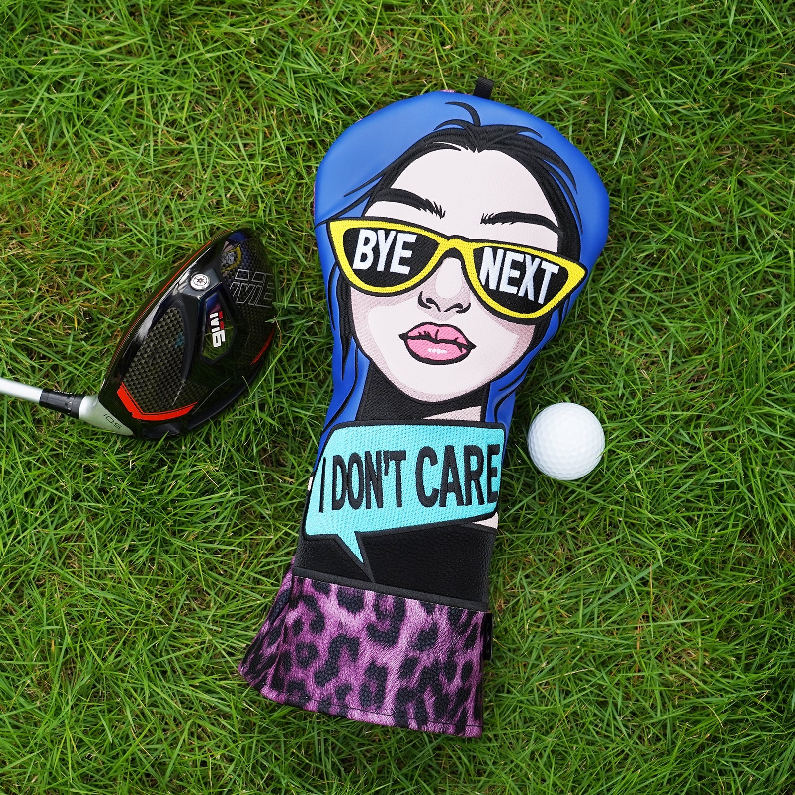 Leopard-print Lady with Sunglasses Driver Golf Headcover