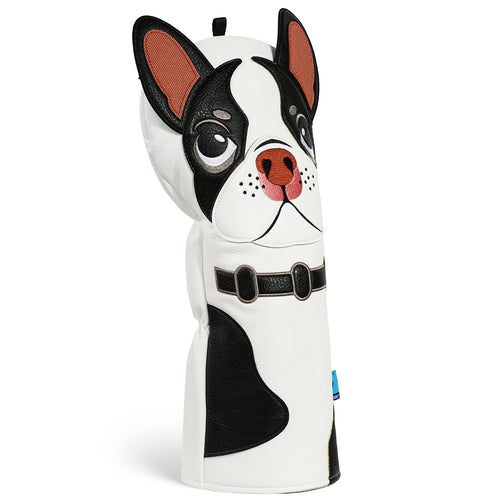 Black White Dog Driver Golf Headcover