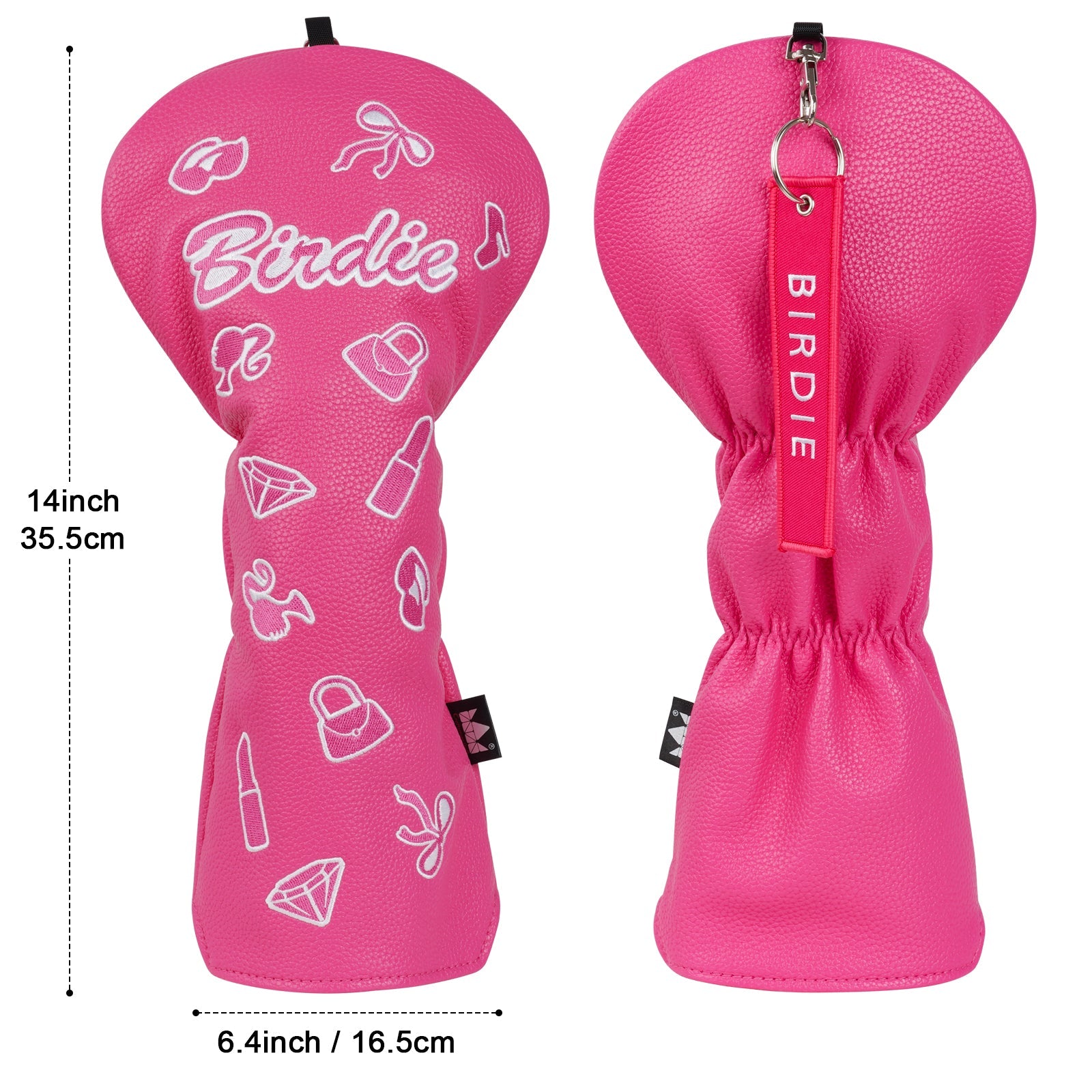 Peach PU leather BIRDIE Embroidery Driver Golf Head Cover