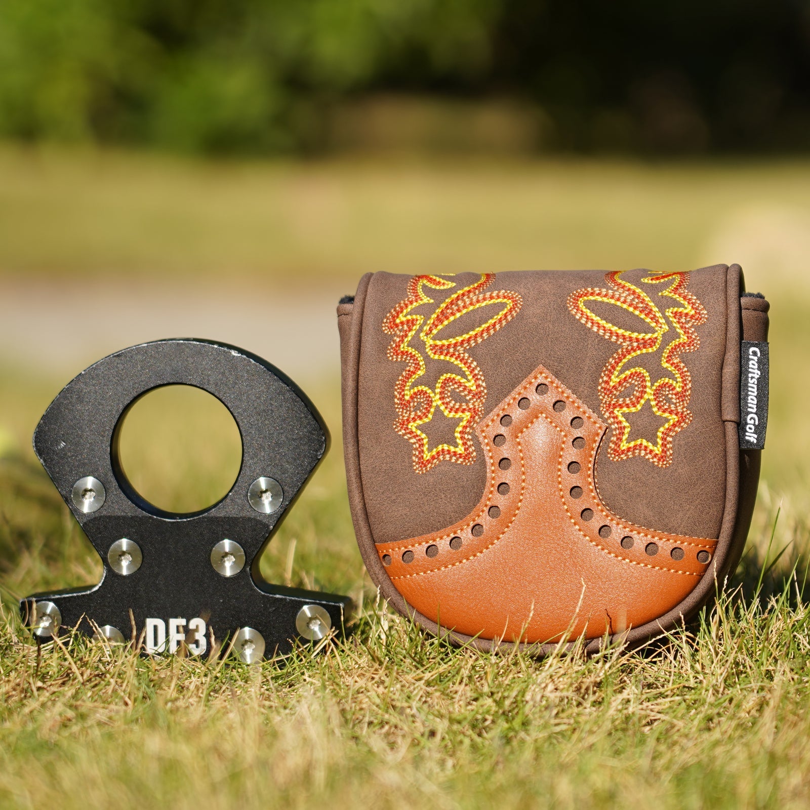 Brown Hollowed-out Putter Golf Head Cover
