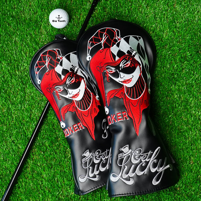 Black Joker Clown Female Wood Golf Headcovers