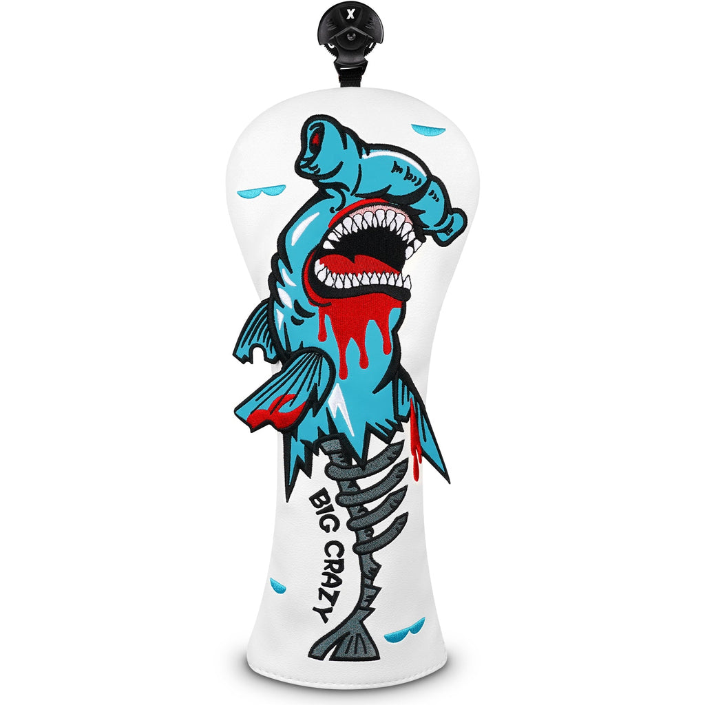 White PU Monster Fish Driver Head Cover Set