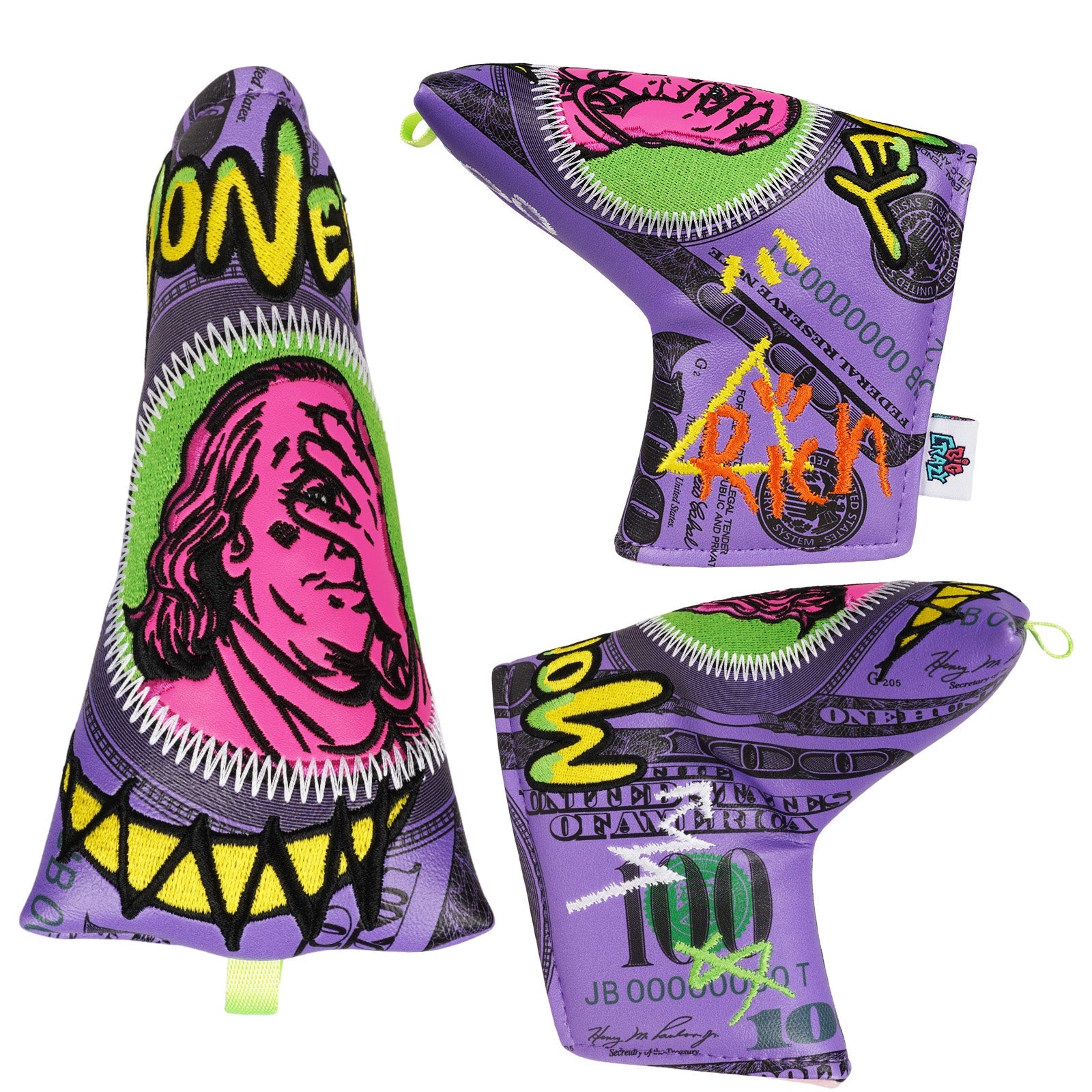 Purple PU $100 Putter Golf Headcover