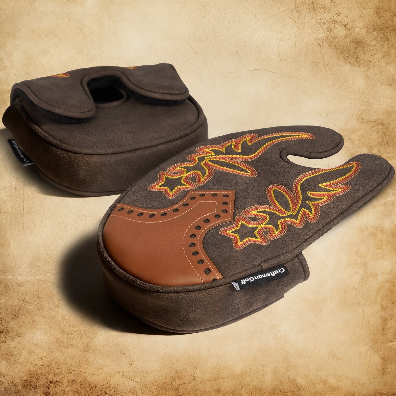 Brown Hollowed-out Putter Golf Head Cover