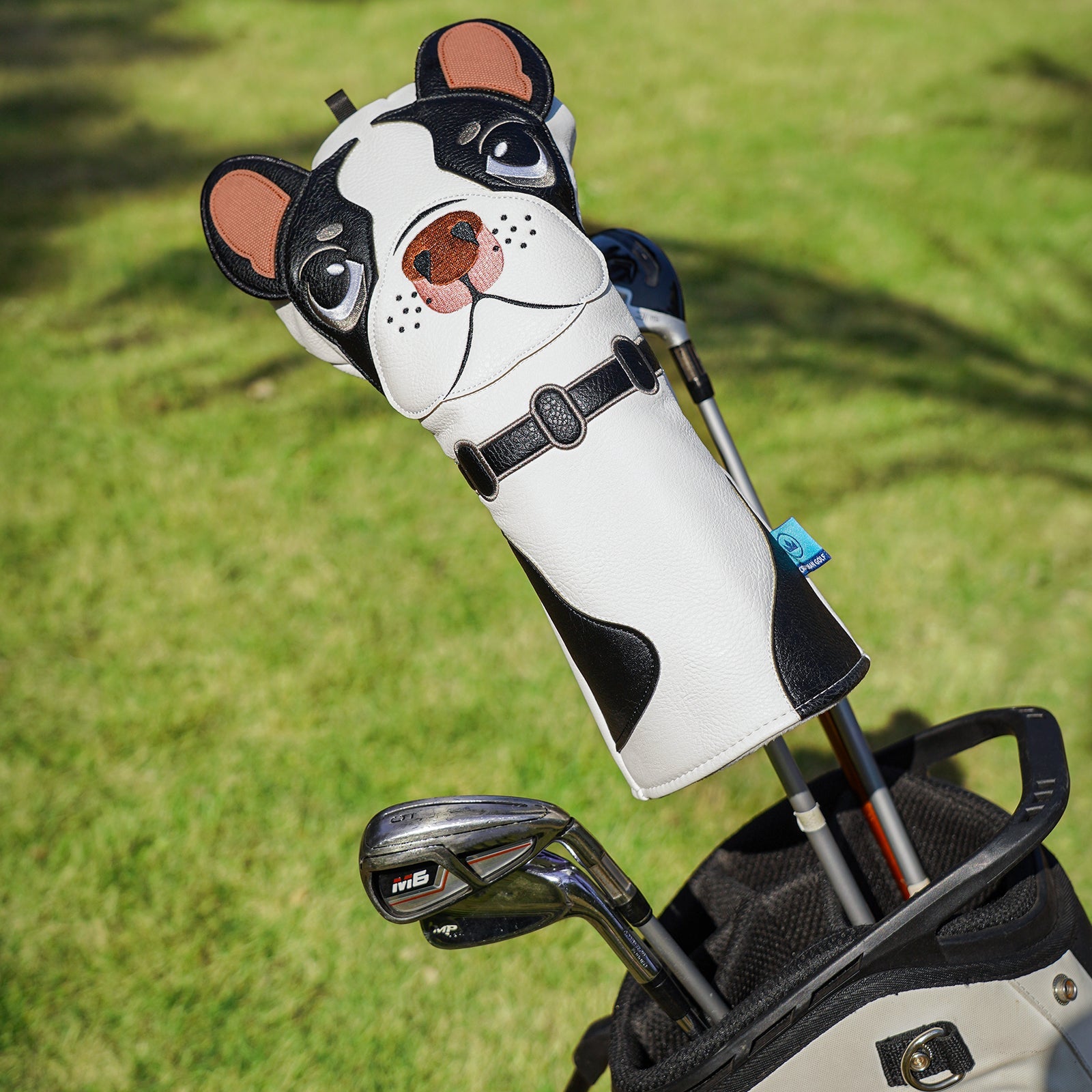Black White Dog Driver Golf Headcover
