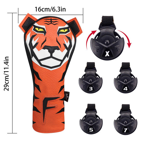 Orange Tiger Golf Head Covers Set