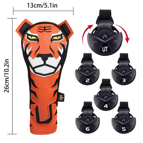 Orange Tiger Golf Head Covers Set