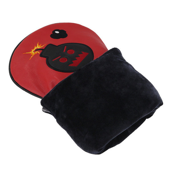 Red Black Leather Angry Bombs Golf Headcovers