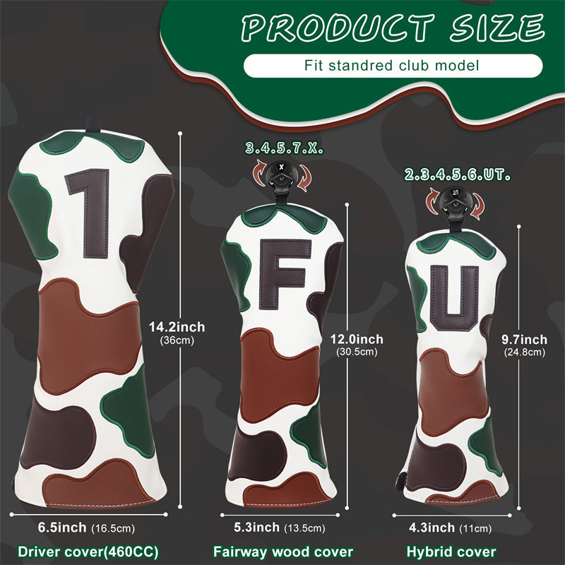 CAMO Golf Headcovers Set - Driver, Fairway wood, Hybrid/ Utility