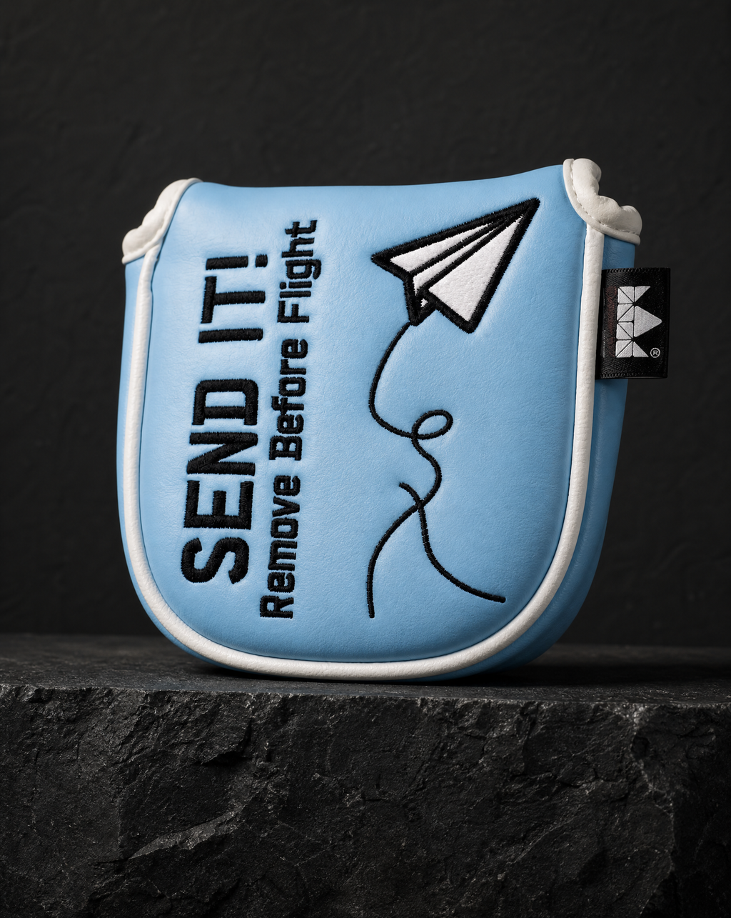 Paper Airplane Blue Square Mallet Putter Head Cover