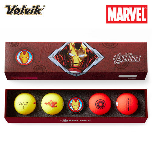 Volvik VIVID SOFT 4.0 Marvel Iron Man Golf Ball & Marker Gift Set