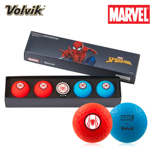Volvik VIVID Marvel 2.0 4 Golf Ball & Marker Gift Set Spider Man