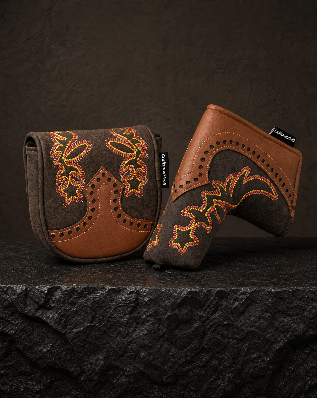 Brown Hollowed-out Putter Golf Head Cover
