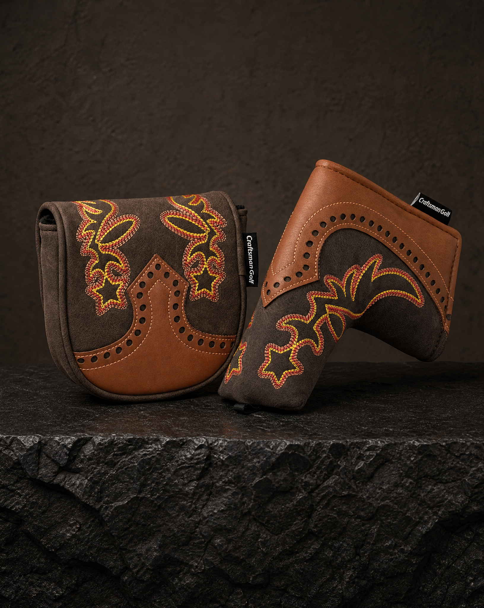 Brown Hollowed-out Putter Golf Head Cover