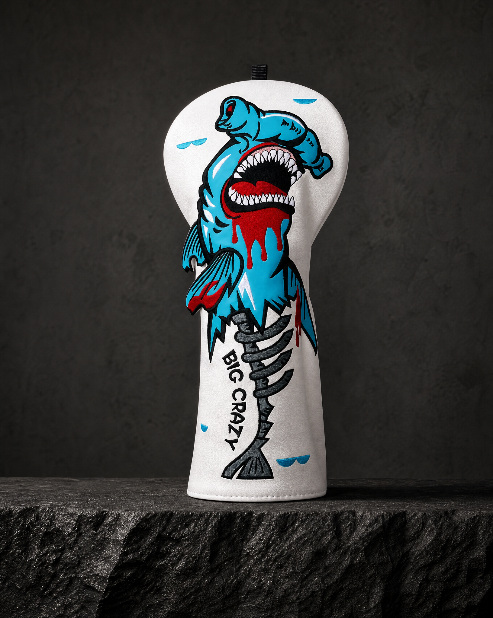 @White PU Monster Fish Driver Head Cover Set
