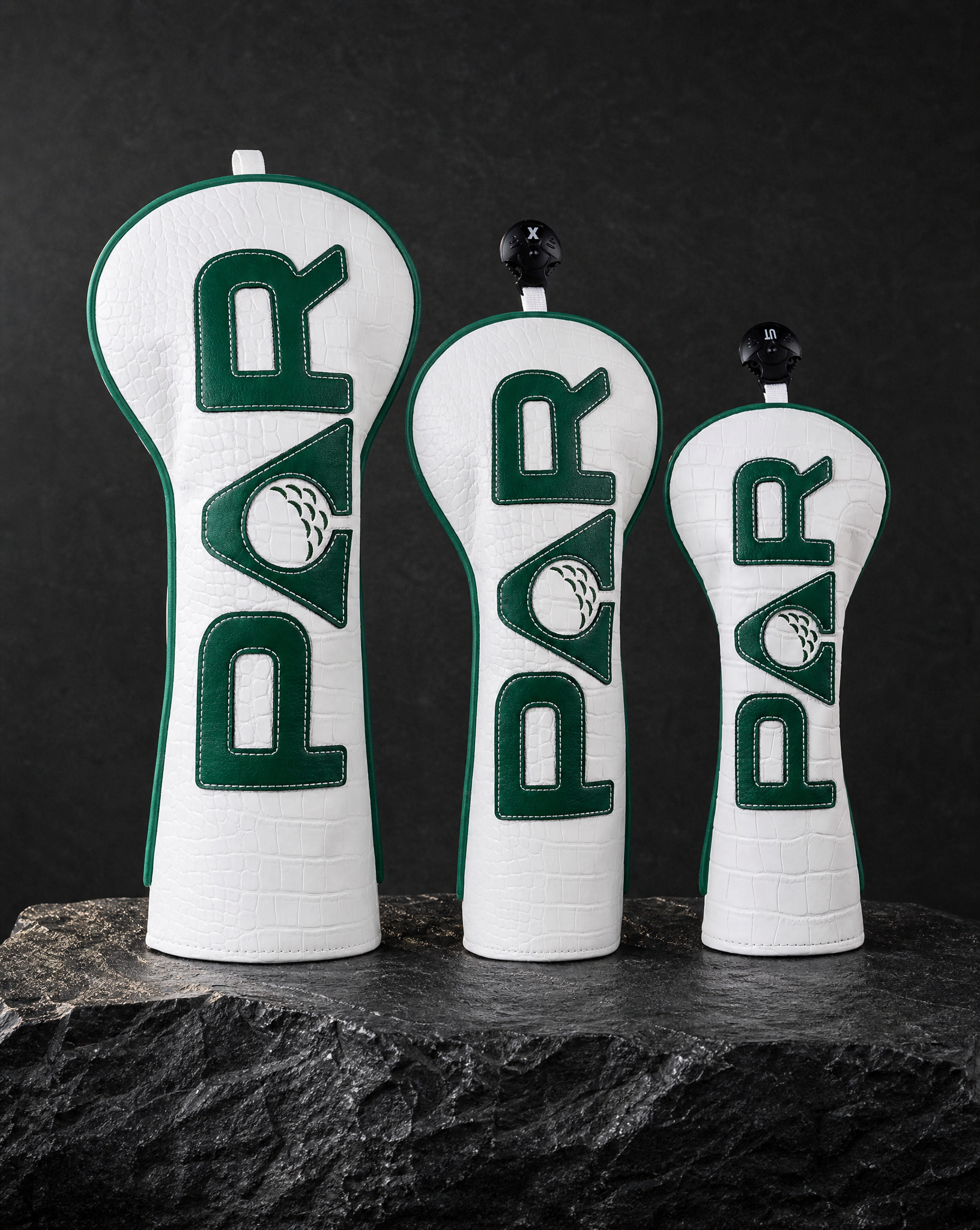 @White PU PAR Golf Head Cover Set