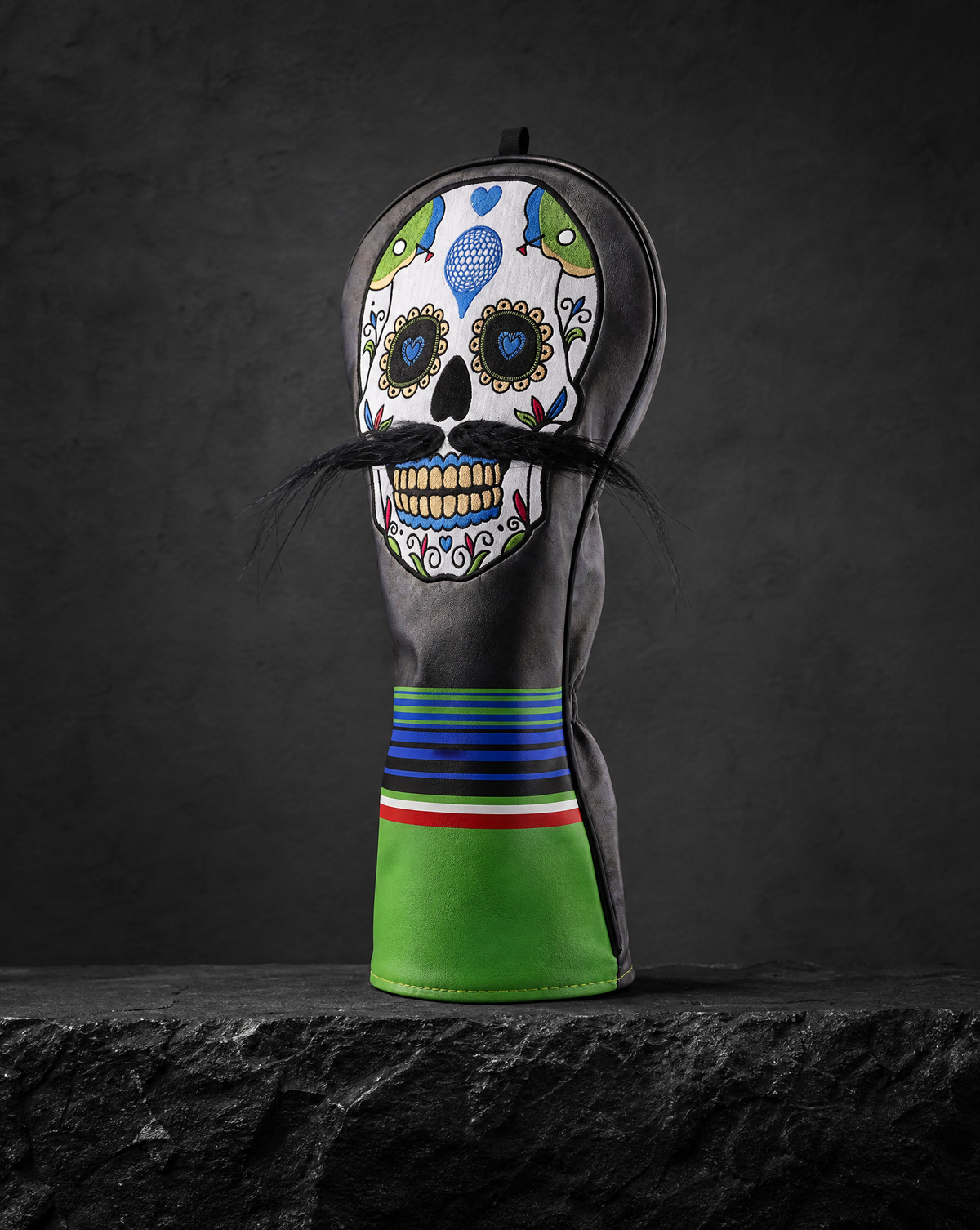 @Black Skull Beard Driver Head Cover