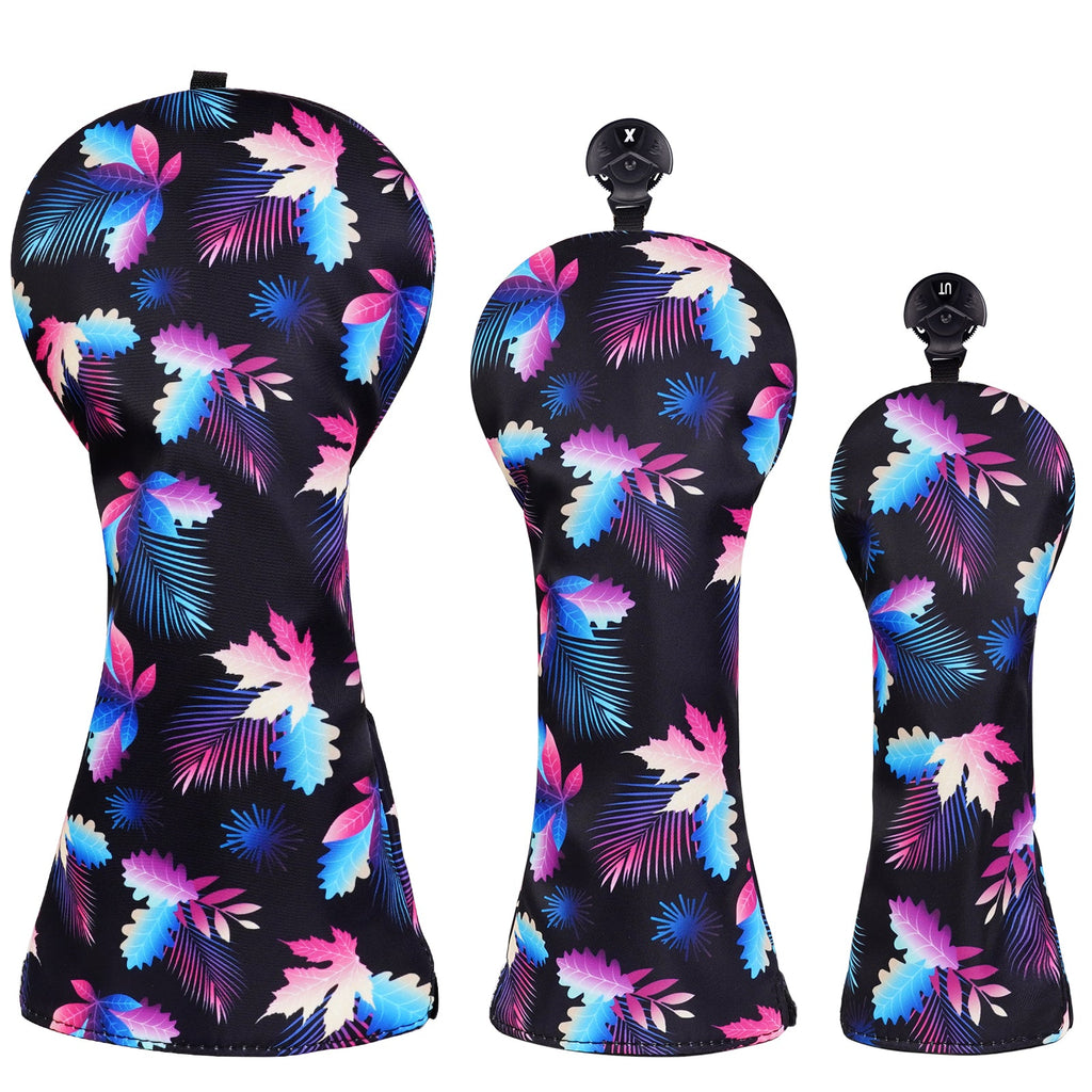 Maple Leaves Floral Canva Golf Head Cover Set
