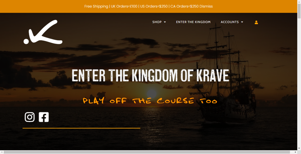 KraveGolf Head Cover Website Screenshot