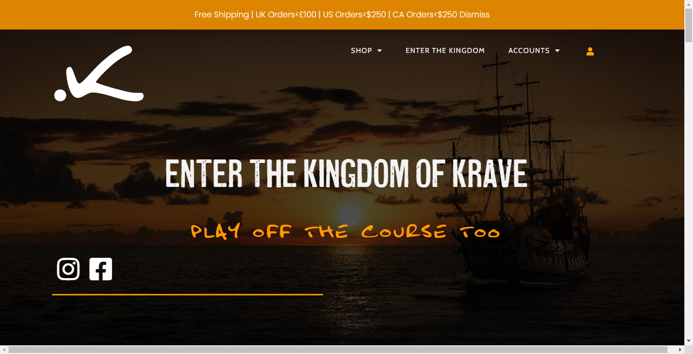 KraveGolf Head Cover Website Screenshot